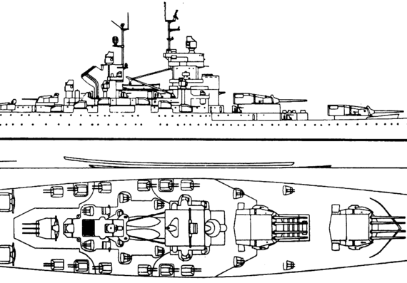 Боевой корабль NMF Jean Bart 1959 [Battleship] - чертежи, габариты, рисунки